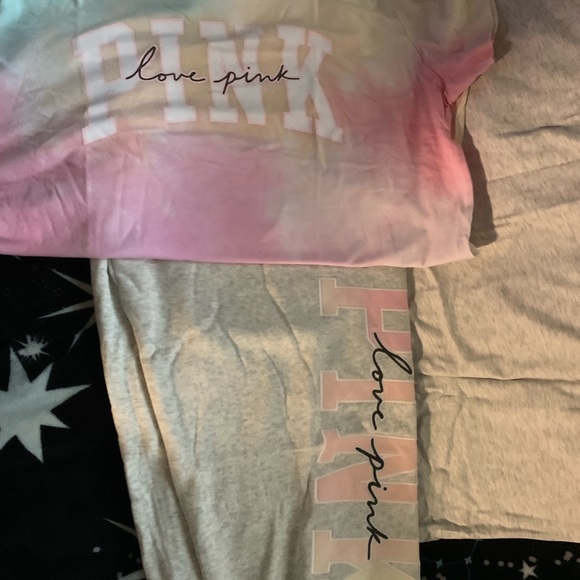 Victoria’s Secret Pink Grey Freya Tie Dye Logo Campus Ringer & Baggy Sweats - Picture 7 of 11